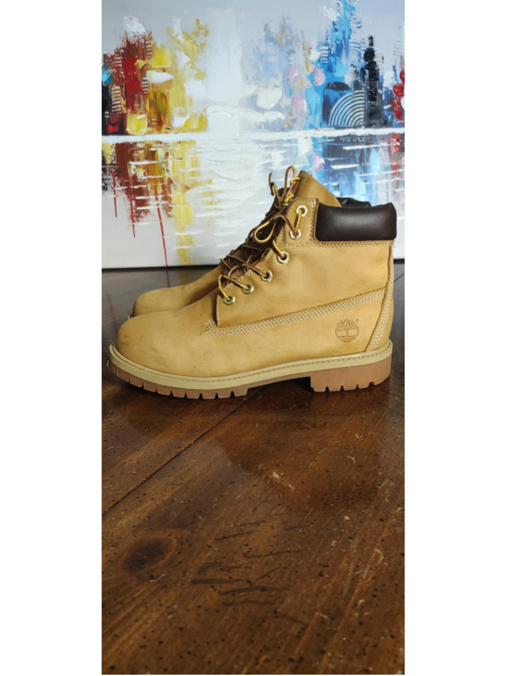 Timberland Waterproof Ankle Boots Kids Size 6.5M Beige Nubuck Hiking 12909